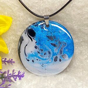 Hand Painted Iridescent Pendant Necklace